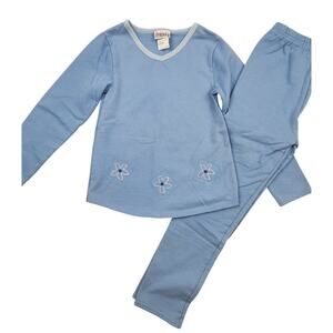 Basic Image Size 8 Blue Embroidered Floral Sweats Set Vintage 90s Y2K